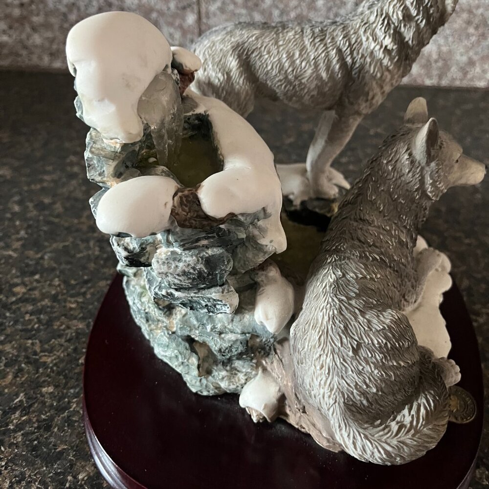 The Canadian Wilderness Vintage Wolf Couple by Waterfall - Picture 3 of 6